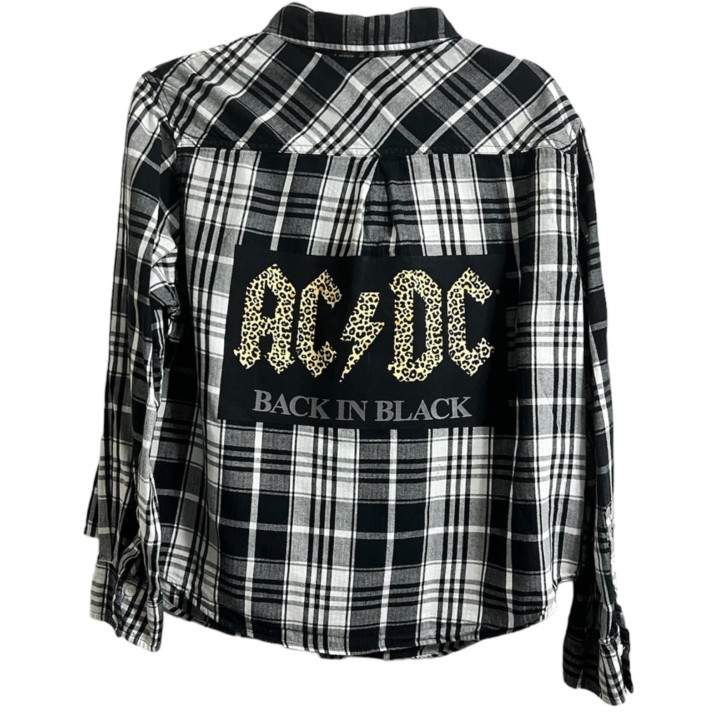 AC/DC Back in Black Upcycled Flannel